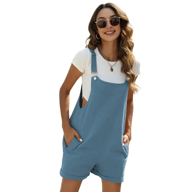 Women's Sleeveless Summer Bib Shortalls
