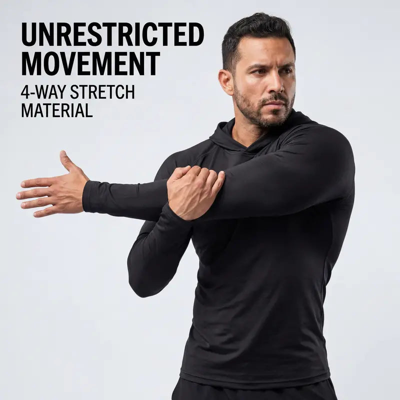 Men's UPF 50+ Long-Sleeve Sun-Protection Hoodie (with Sleeve Pocket and Face Mask)