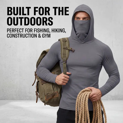 Men's UPF 50+ Long-Sleeve Sun-Protection Hoodie (with Sleeve Pocket and Face Mask)