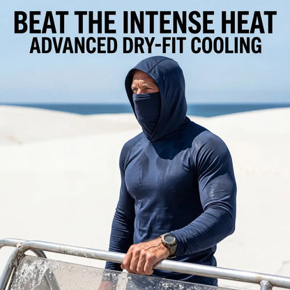 Men's UPF 50+ Long-Sleeve Sun-Protection Hoodie (with Sleeve Pocket and Face Mask)