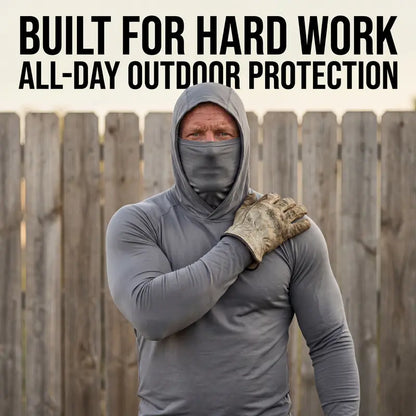 Men's UPF 50+ Long-Sleeve Sun-Protection Hoodie (with Sleeve Pocket and Face Mask)