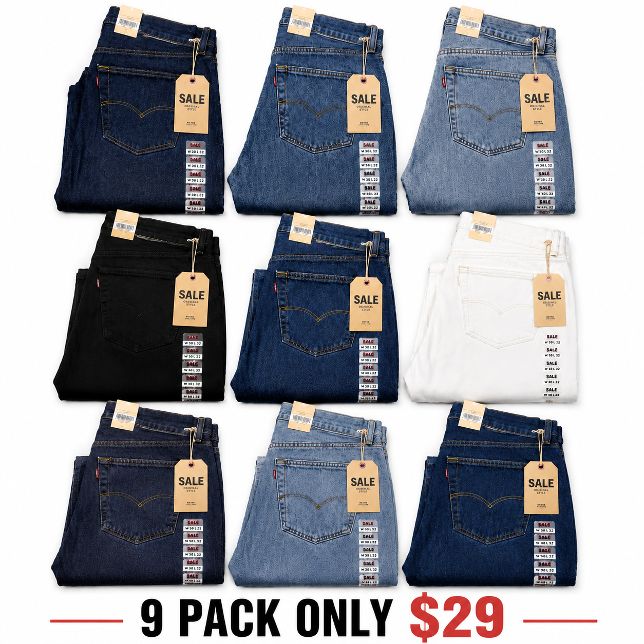 9-Pack Flex Stretch Slim Straight Jeans