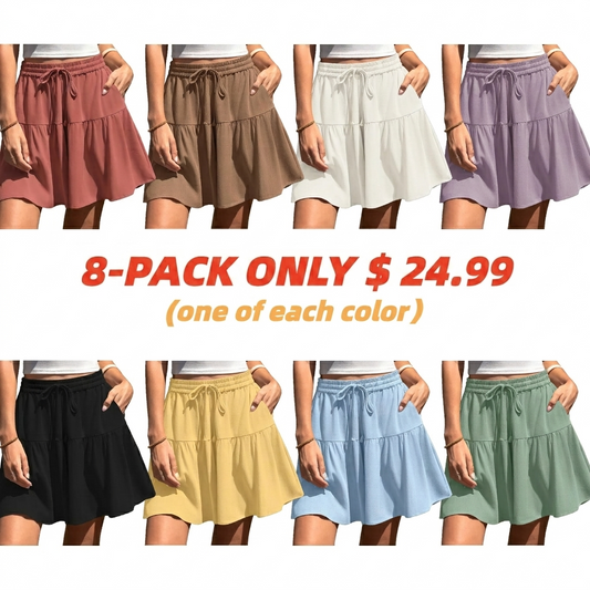 Womens Linen Blend Wide Leg Flowy Shorts