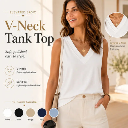 Tank Tops for Women Summer V Neck T Shirts Trendy Sleeveless Basic Tee Loose Fit