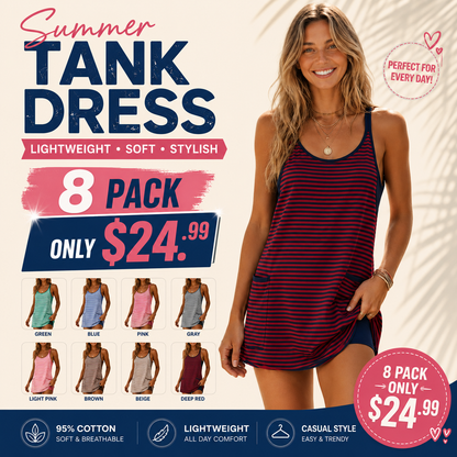 Women's Striped Romper Dress,Mini Dress with Built-in Shorts