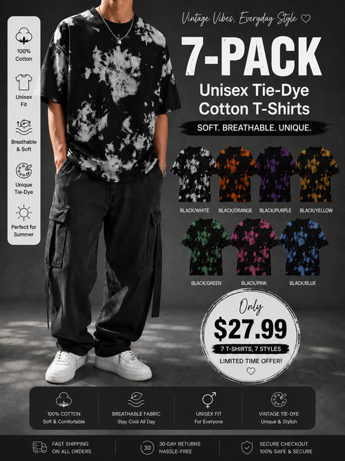 🔥Last day promotion🔥Unisex Vintage Tie-Dye T-Shirt for Summer Streetwear
