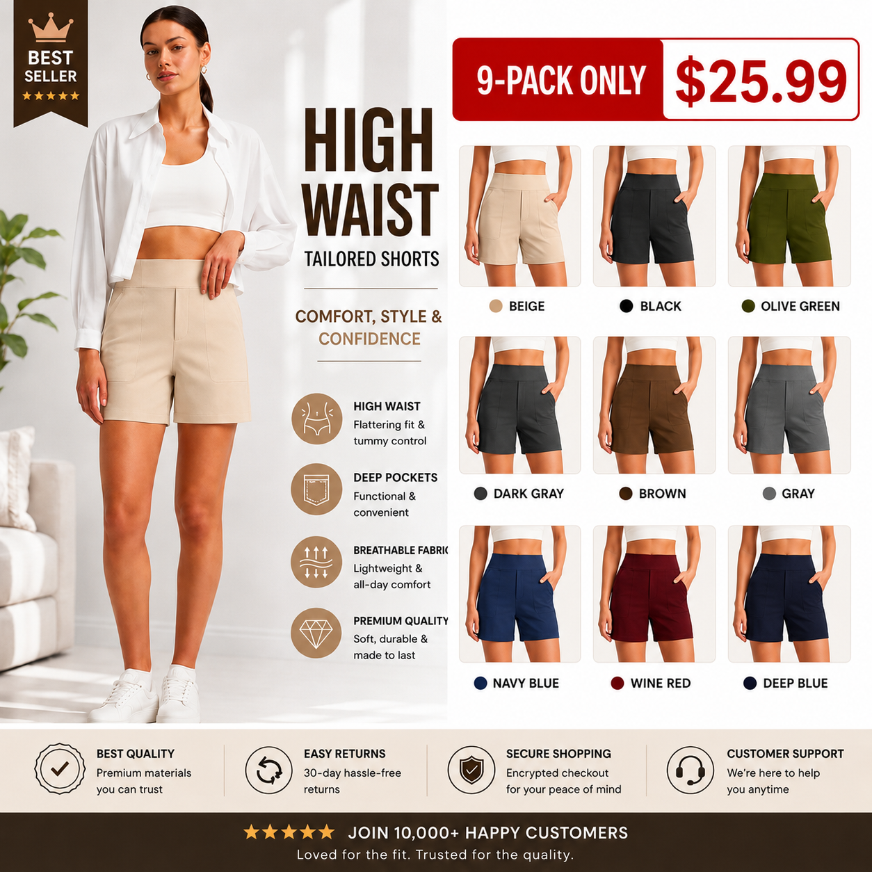 Women's High Waisted Running Yoga Shorts