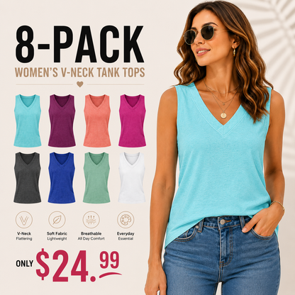Tank Tops for Women Summer V Neck T Shirts Trendy Sleeveless Basic Tee Loose Fit