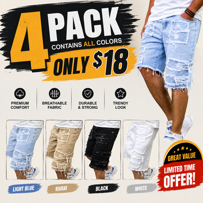 Raw Hem Denim Shorts with Rips – Edgy Urban Casual Warm-Weather Essential