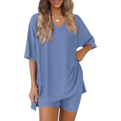 🔥Last day promotion🔥Effortless Summer Lounge Set Oversized Tee + Biker Shorts