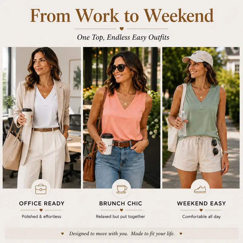 Tank Tops for Women Summer V Neck T Shirts Trendy Sleeveless Basic Tee Loose Fit