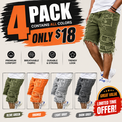 Raw Hem Denim Shorts with Rips – Edgy Urban Casual Warm-Weather Essential